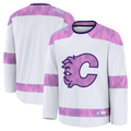 Blackjersey C.Flames White 2024 Hockey Fights Cancer Practice Jerseys