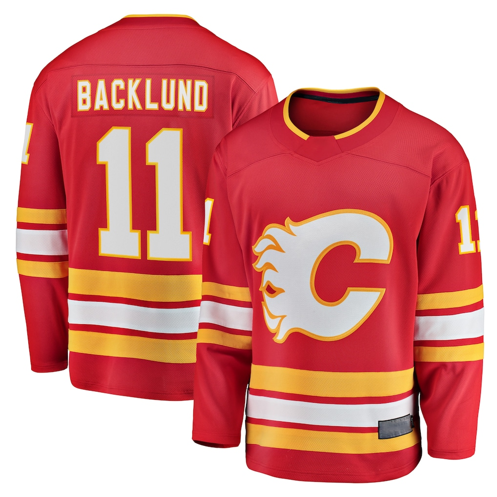 Blackjersey C.Flames #11 Mikael Backlund Red Home Breakaway Player Jerseys