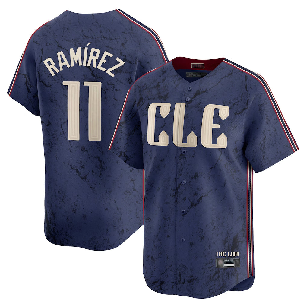 Blackjersey C.Guardians #11 Jose Ramirez Player Navy City Connect Limited Home Stitched Jerseys