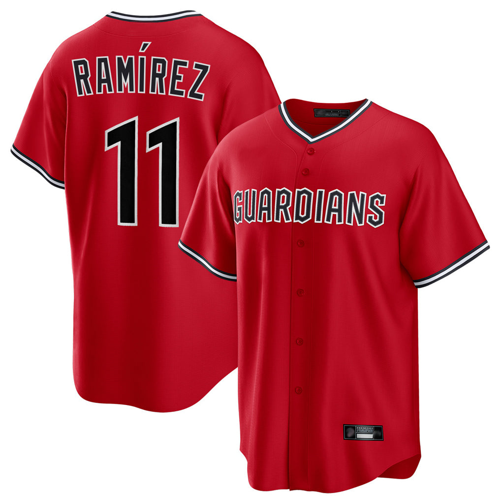 Blackjersey C.Guardians #11 Jose Ramirez Player Red Home Game Stitched Jerseys
