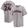 Blackjersey C.Guardians #24 Triston McKenzie Player Gray Game Home Stitched Jerseys