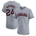 Blackjersey C.Guardians #24 Triston McKenzie Player Gray Road Limited Elite Home Stitched Jerseys