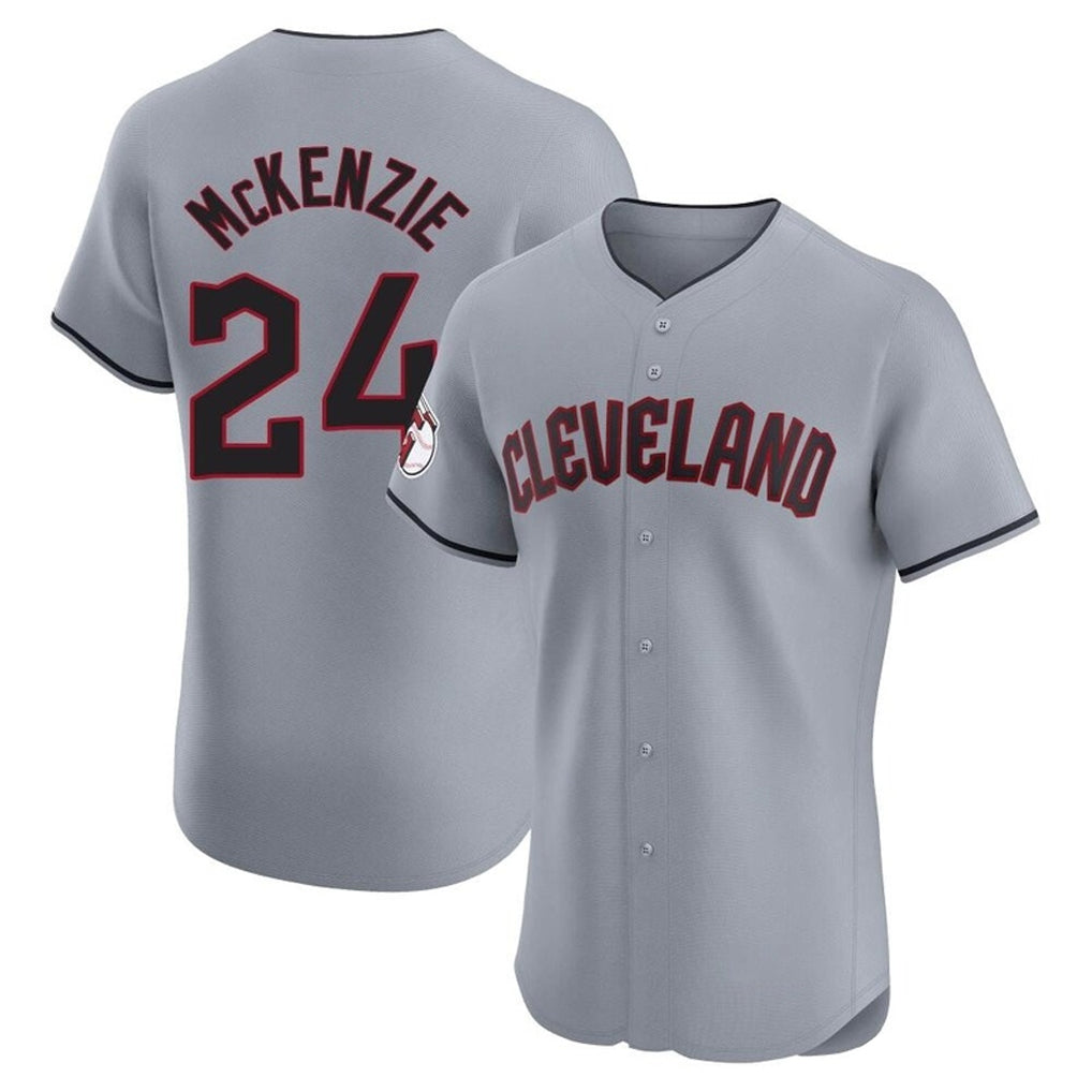 Blackjersey C.Guardians #24 Triston McKenzie Player Gray Road Limited Elite Home Stitched Jerseys