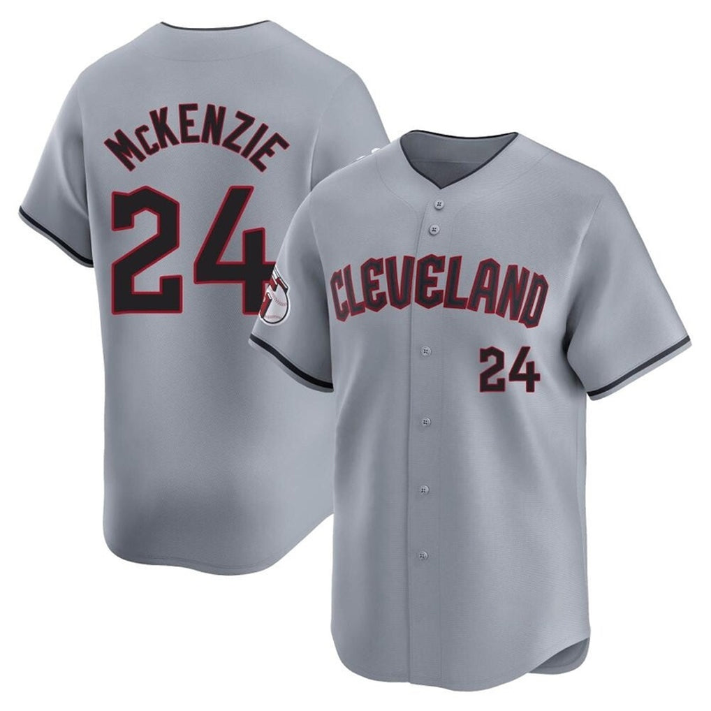 Blackjersey C.Guardians #24 Triston McKenzie Player Gray Road Limited Home Stitched Jerseys
