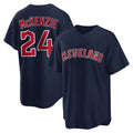 Blackjersey C.Guardians #24 Triston McKenzie Player Navy Game Home Stitched Jerseys