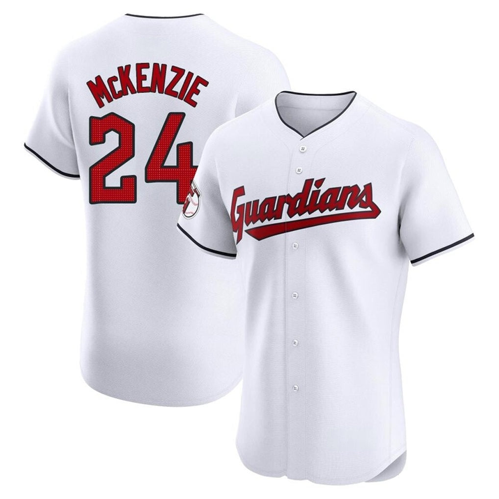 Blackjersey C.Guardians #24 Triston McKenzie Player White Limited Elite Home Stitched Jerseys