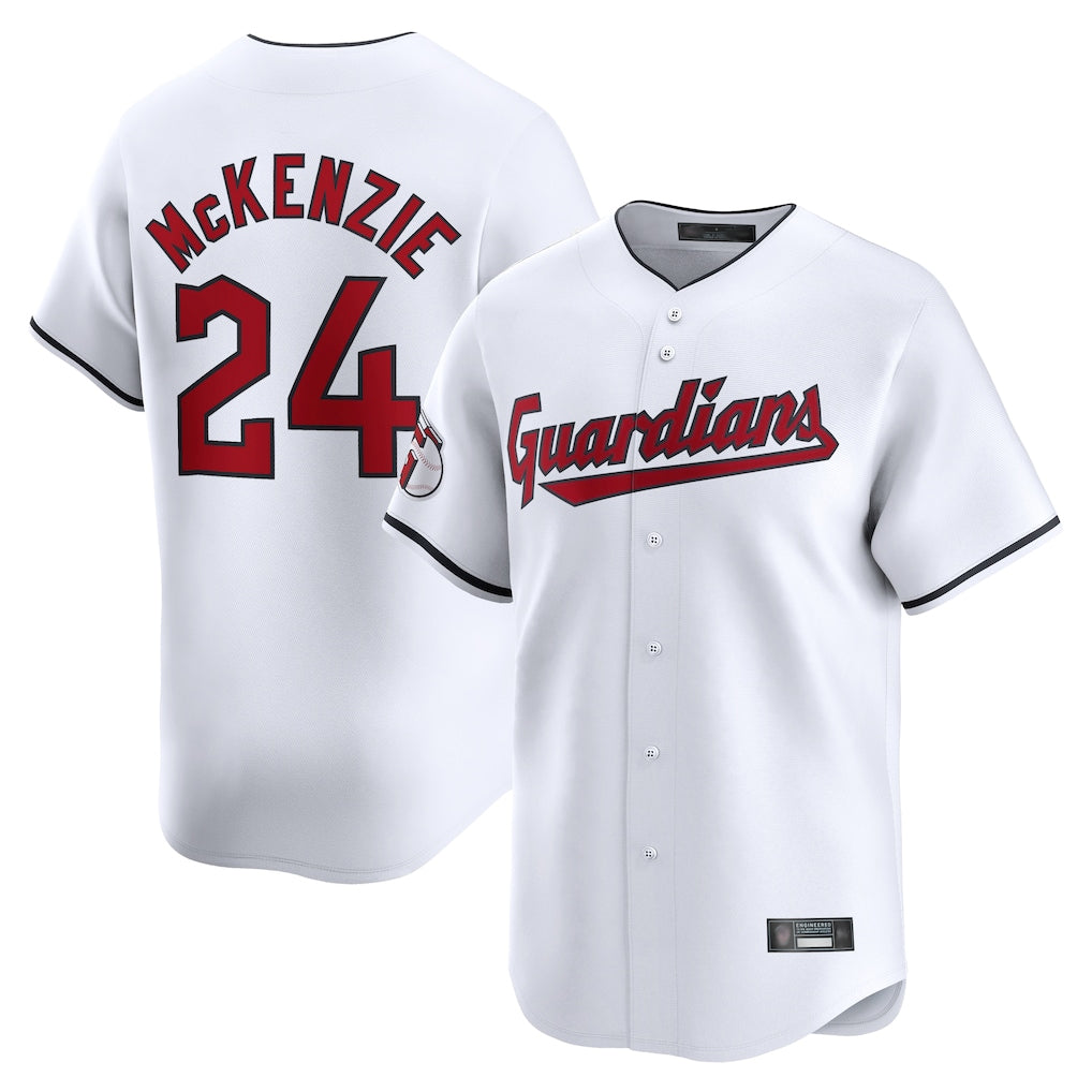 Blackjersey C.Guardians #24 Triston McKenzie Player White Limited Home Stitched Jerseys