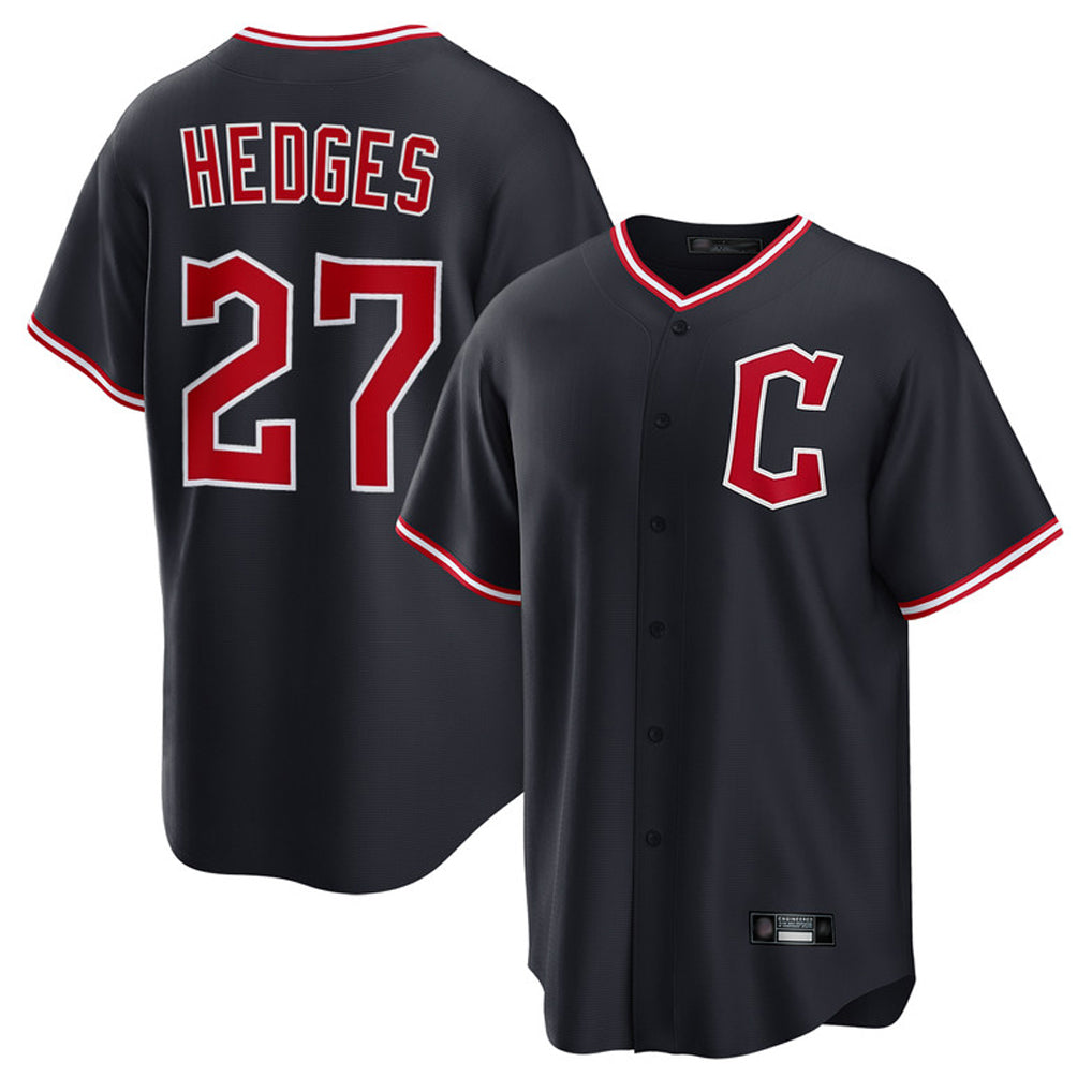 Blackjersey C.Guardians #27 Austin Hedges Player Navy Game Home Stitched Jerseys