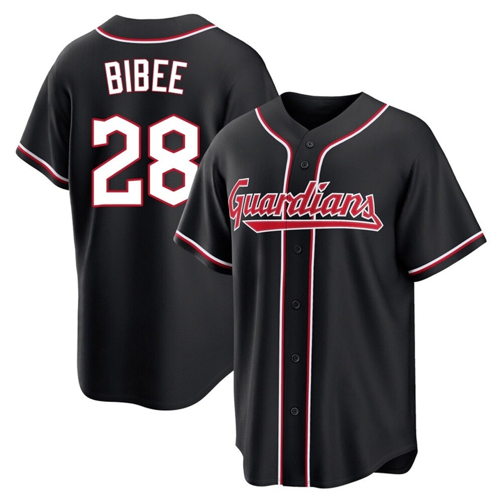 Blackjersey C.Guardians #28 Tanner Bibee Player Black Fashion Out Home Game Stitched Jerseys