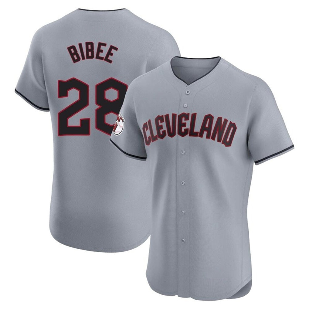 Blackjersey C.Guardians #28 Tanner Bibee Player Gray Road Limited Elite Home Stitched Jerseys