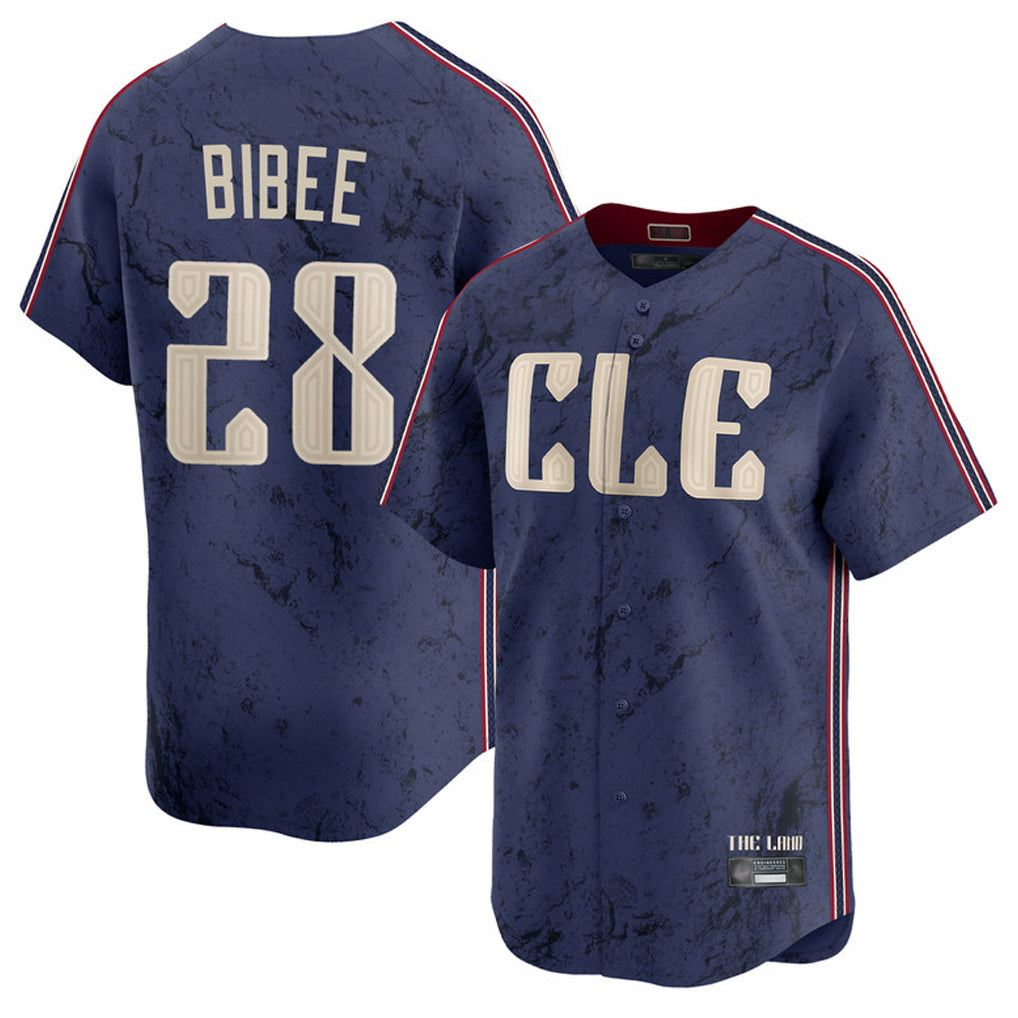 Blackjersey C.Guardians #28 Tanner Bibee Player Navy City Connect Limited Home Stitched Jerseys