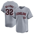 Blackjersey C.Guardians #32 Gavin Williams Player Gray Road Limited Home Game Stitched Jerseys