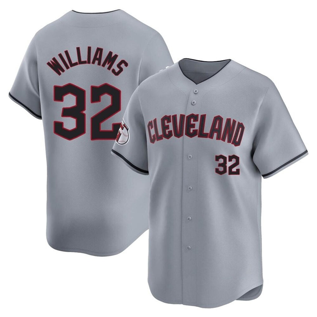 Blackjersey C.Guardians #32 Gavin Williams Player Gray Road Limited Home Game Stitched Jerseys