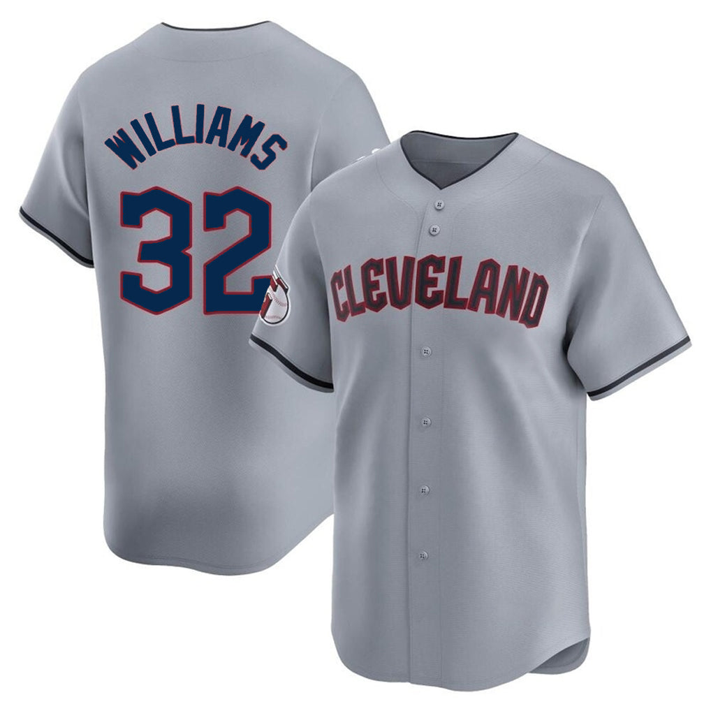 Blackjersey C.Guardians #32 Gavin Williams Player Gray Road Limited Home Stitched Jerseys