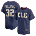 Blackjersey C.Guardians #32 Gavin Williams Player Navy City Connect Limited Home Stitched Jerseys