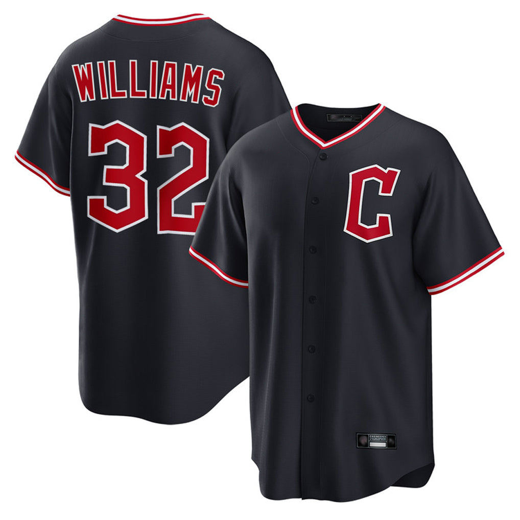 Blackjersey C.Guardians #32 Gavin Williams Player Navy Home Game Stitched Jerseys