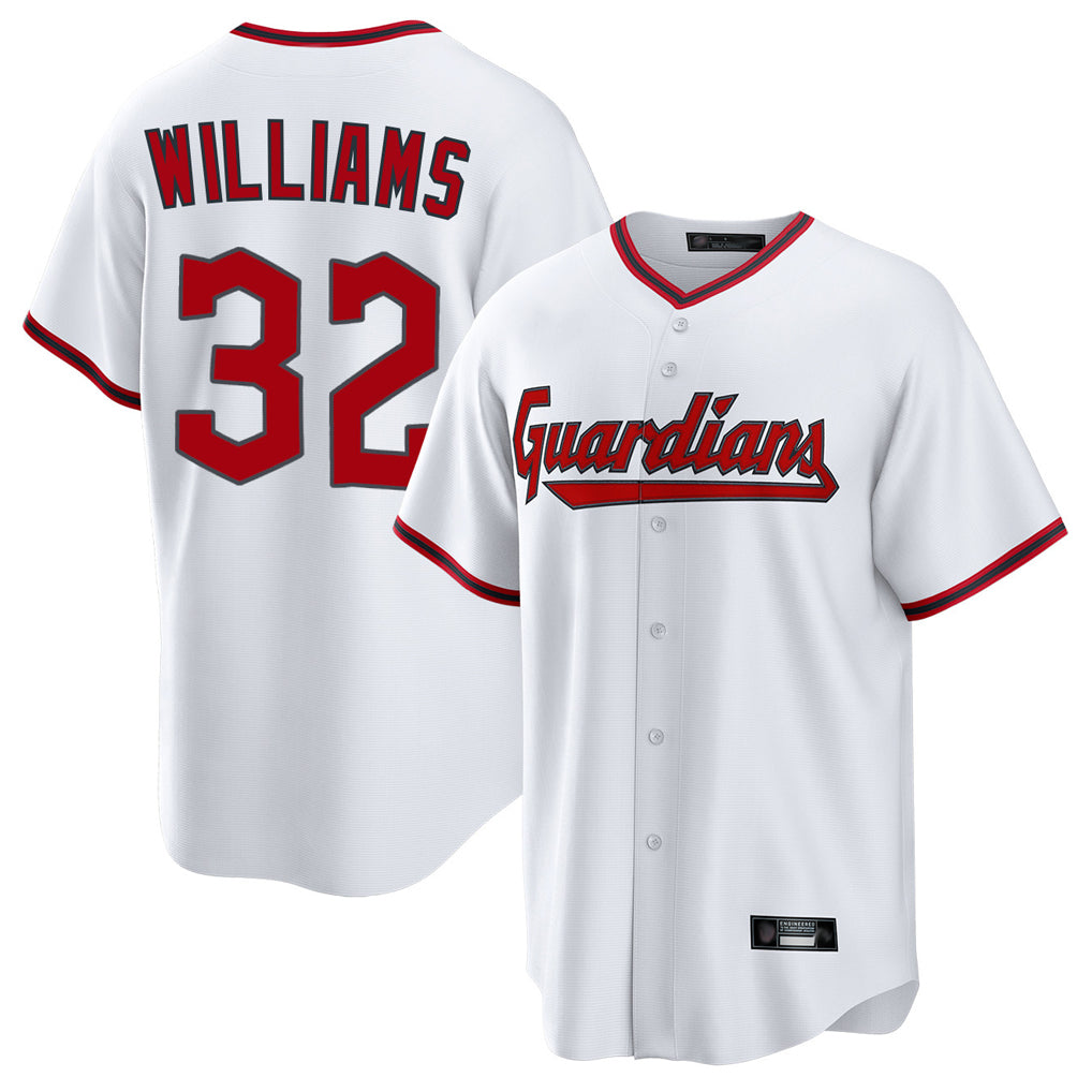 Blackjersey C.Guardians #32 Gavin Williams Player White Game Home Stitched Jerseys