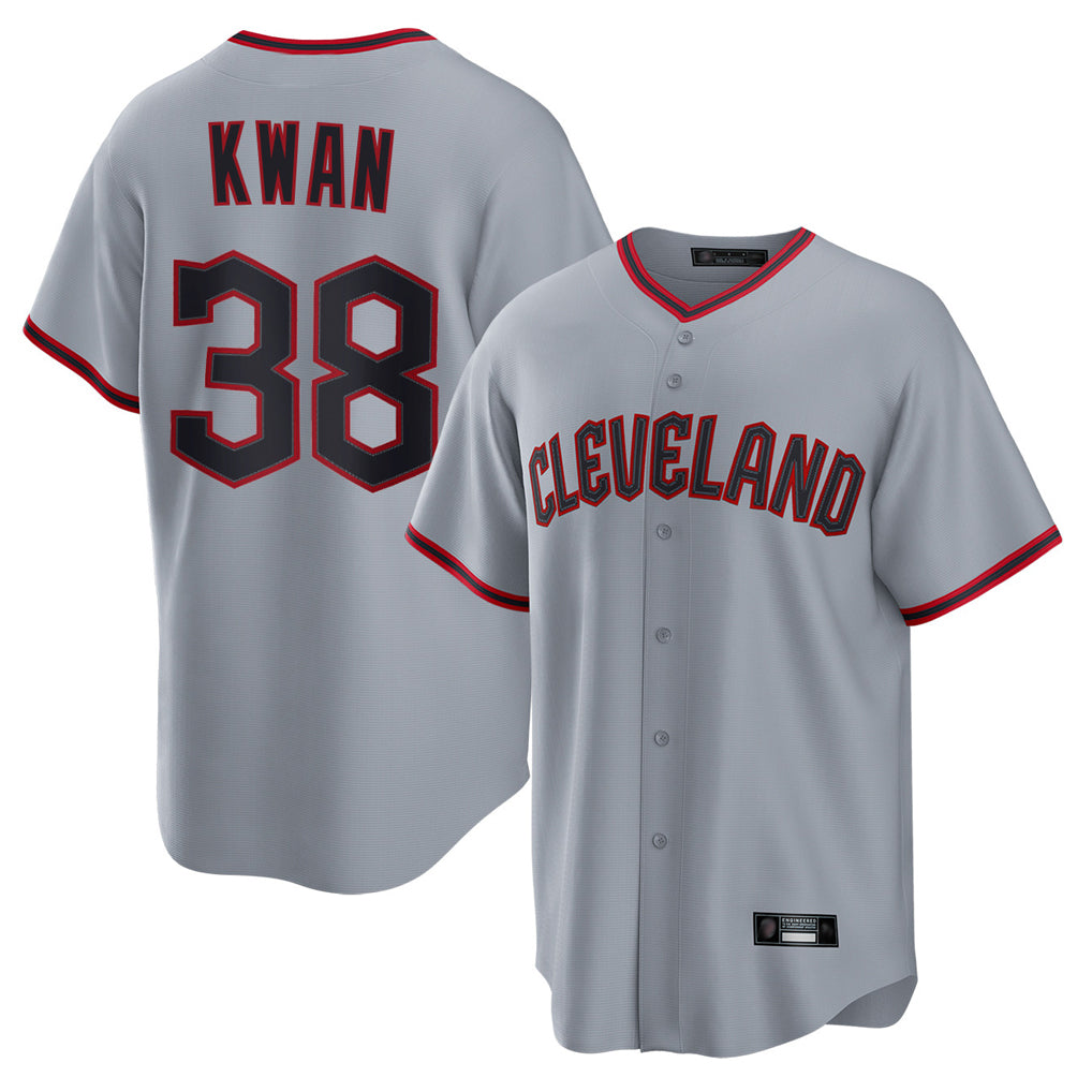 Blackjersey C.Guardians #38 Steven Kwan Player Gray Home Game Stitched Jerseys