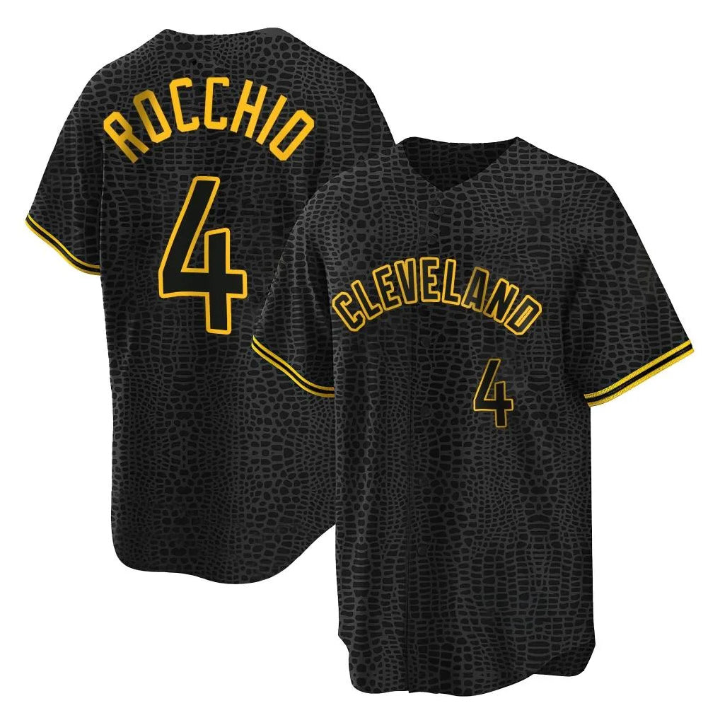 Blackjersey C.Guardians #4 Brayan Rocchio Player Black Snake Skin City Home Game Stitched Jerseys