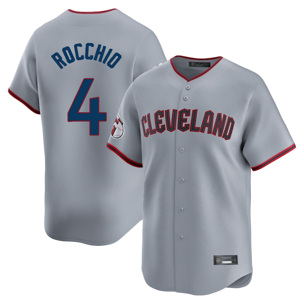 Blackjersey C.Guardians #4 Brayan Rocchio Player Gray Road Limited Home Game Stitched Jerseys