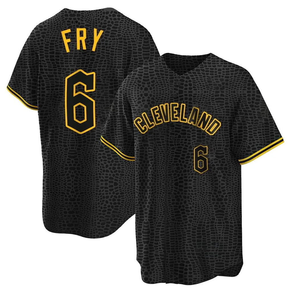 Blackjersey C.Guardians #6 David Fry Player Black Snake Skin City Home Game Stitched Jerseys