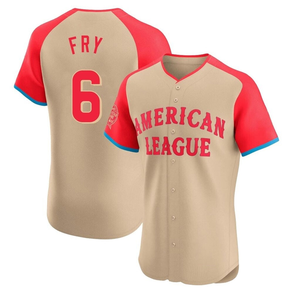 Blackjersey C.Guardians #6 David Fry Player Cream American League All-Star Limited Elite Home Stitched Jerseys