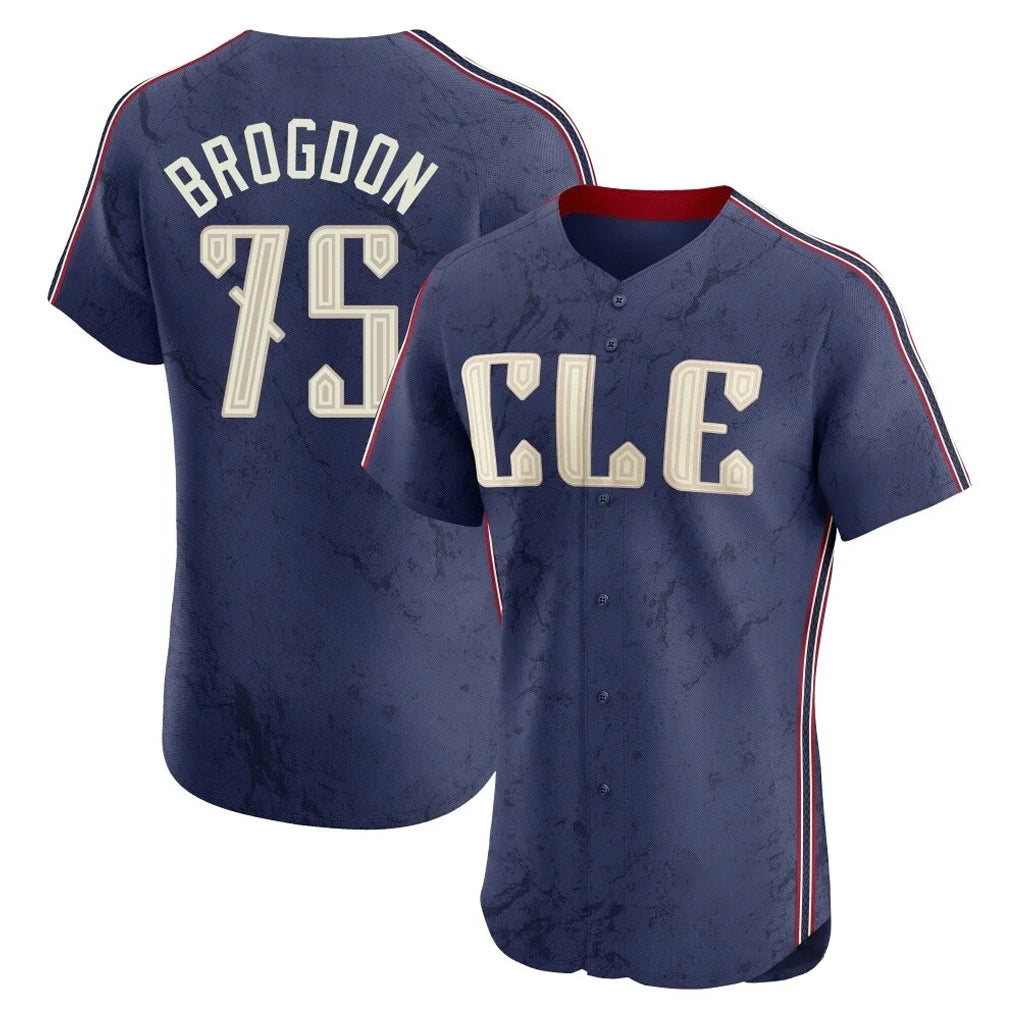 Blackjersey C.Guardians #75 Connor Brogdon Player Navy City Connect Limited Elite Home Stitched Jerseys