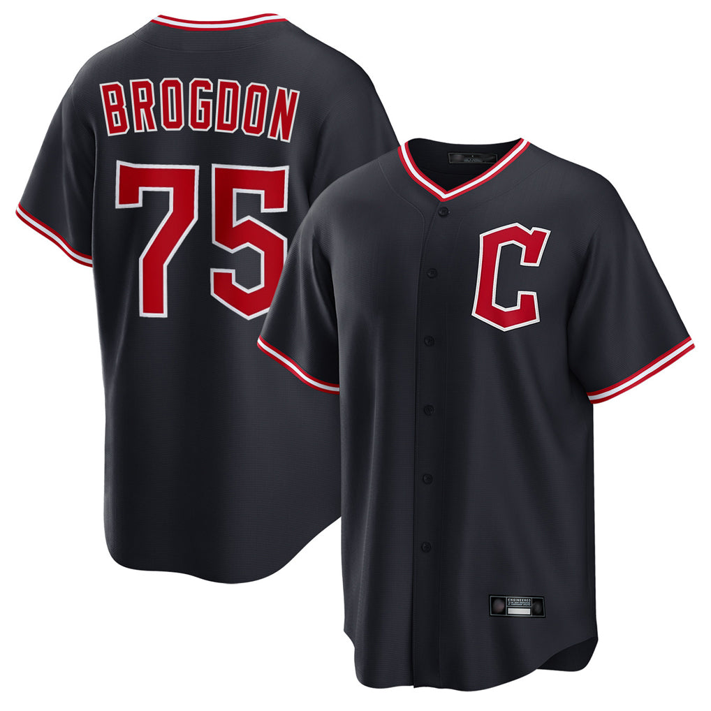Blackjersey C.Guardians #75 Connor Brogdon Player Navy Home Game Stitched Jerseys