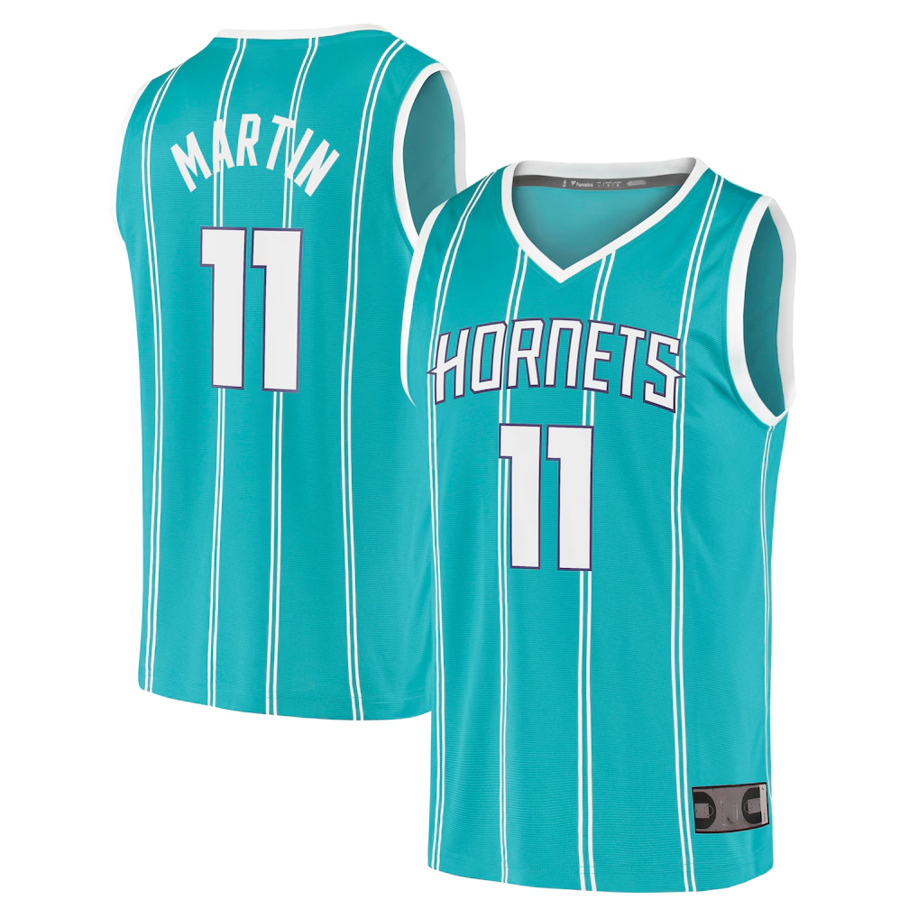 Blackjersey C.Hornets #11 Cody Martin Teal Fast Break Replica Jerseys - Icon Edition