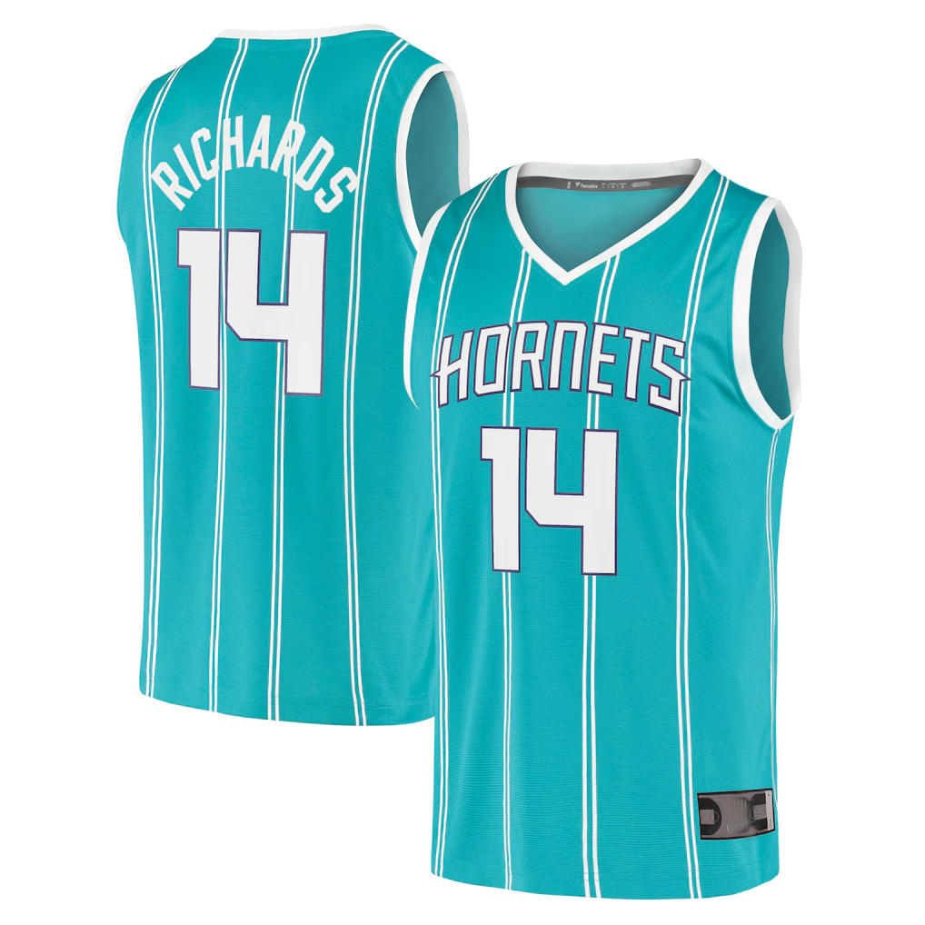 Blackjersey C.Hornets #14 Nick Richards Teal Fast Break Replica Jerseys - Icon Edition