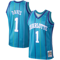 Blackjersey C.Hornets #1 Baron Davis Mitchell & Ness Teal 199900 Hardwood Classics Swingman Jerseys