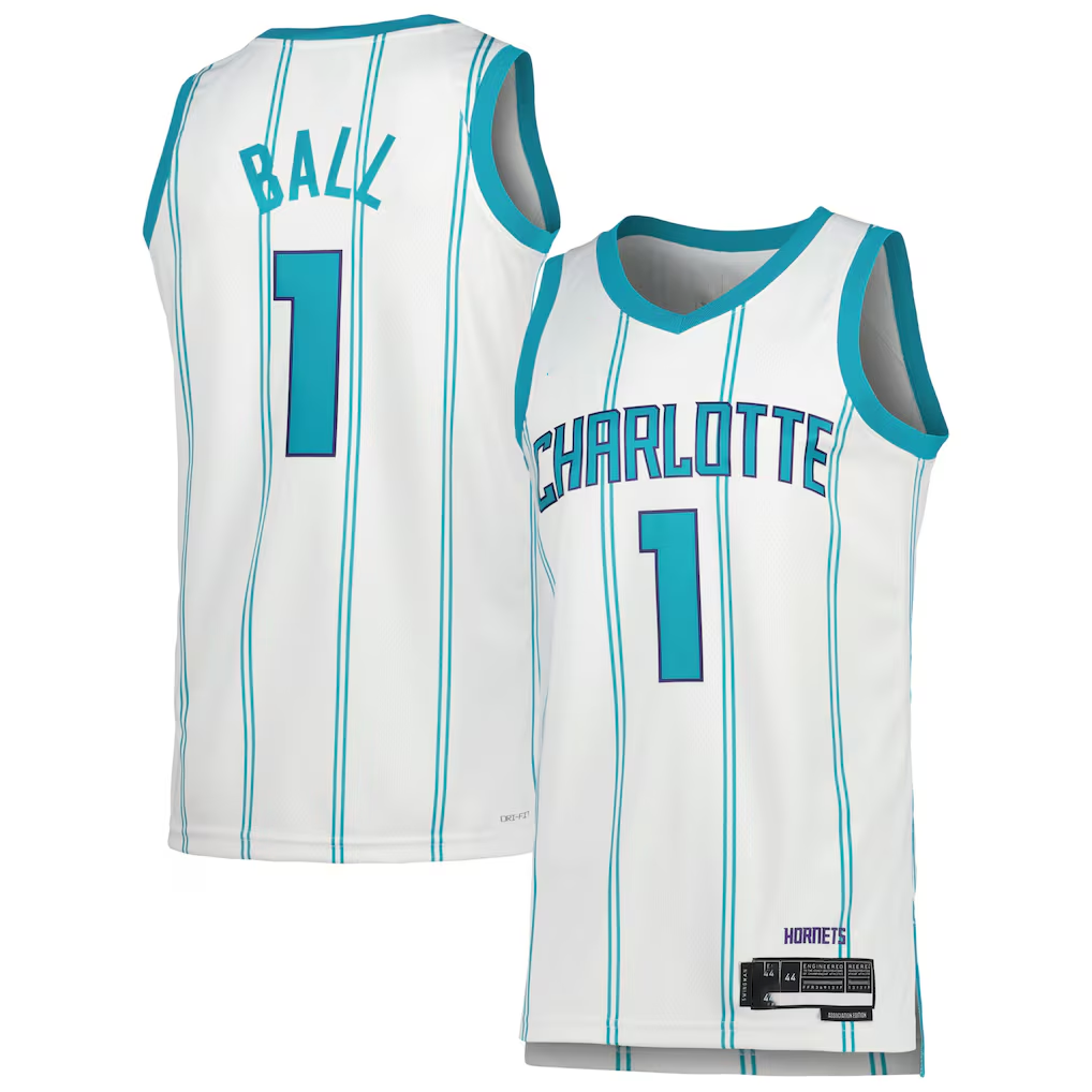 Blackjersey C.Hornets #1 LaMelo Ball  White Swingman Jerseys - Association Edition