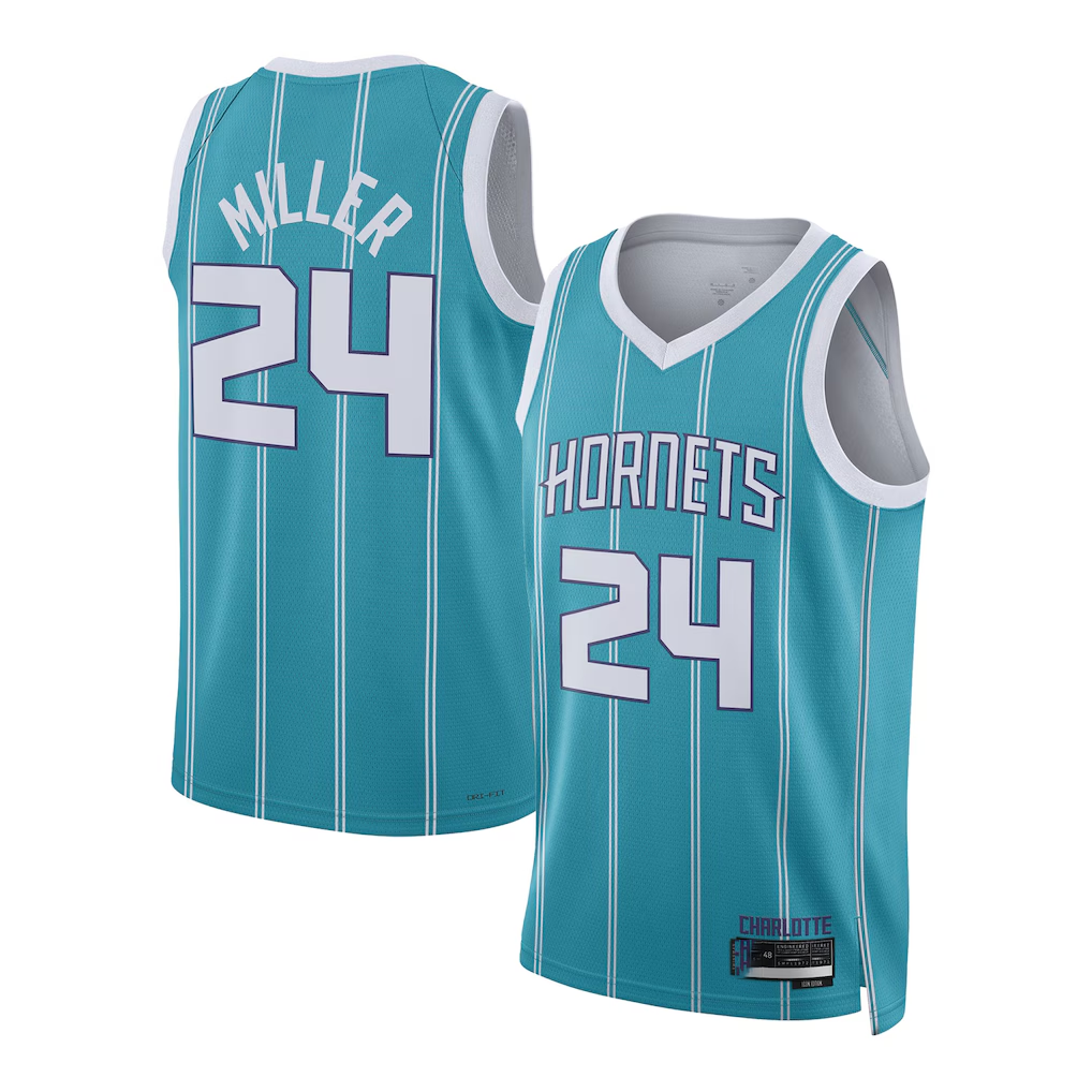 Blackjersey C.Hornets #24 Brandon Miller Teal Draft Swingman Jerseys - Icon Edition