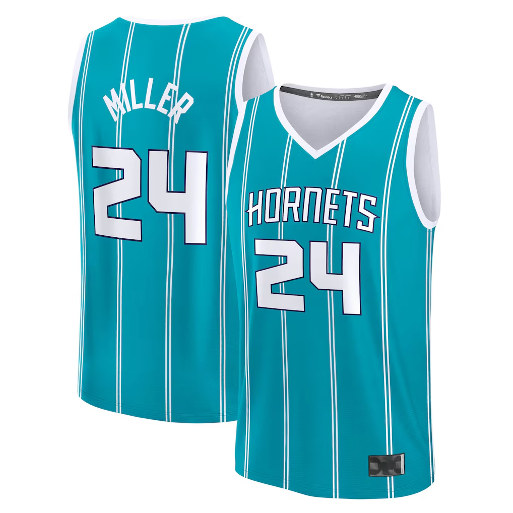 Blackjersey C.Hornets #24 Brandon Miller Teal Fast Break Replica Jerseys - Icon Edition