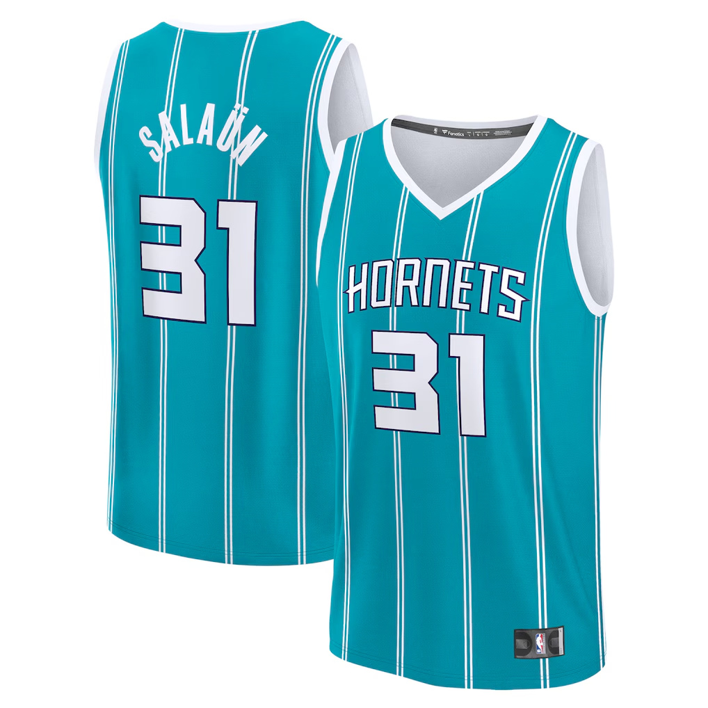 Blackjersey C.Hornets #31 Tidjane Salaun Teal 2024  Draft Fast Break Player Jerseys - Icon Edition