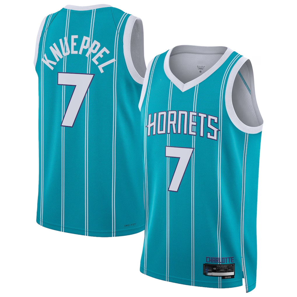 Blackjersey C.Hornets #7 Kon Knueppel  Teal Swingman Jerseys - Icon Edition