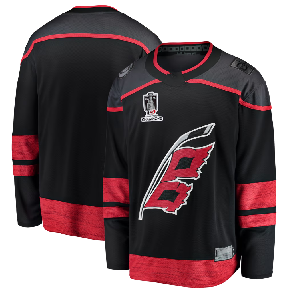 Blackjersey C.Hurricanes Black 2026 Stanley Cup Champions Home Breakaway Stitched Jerseys