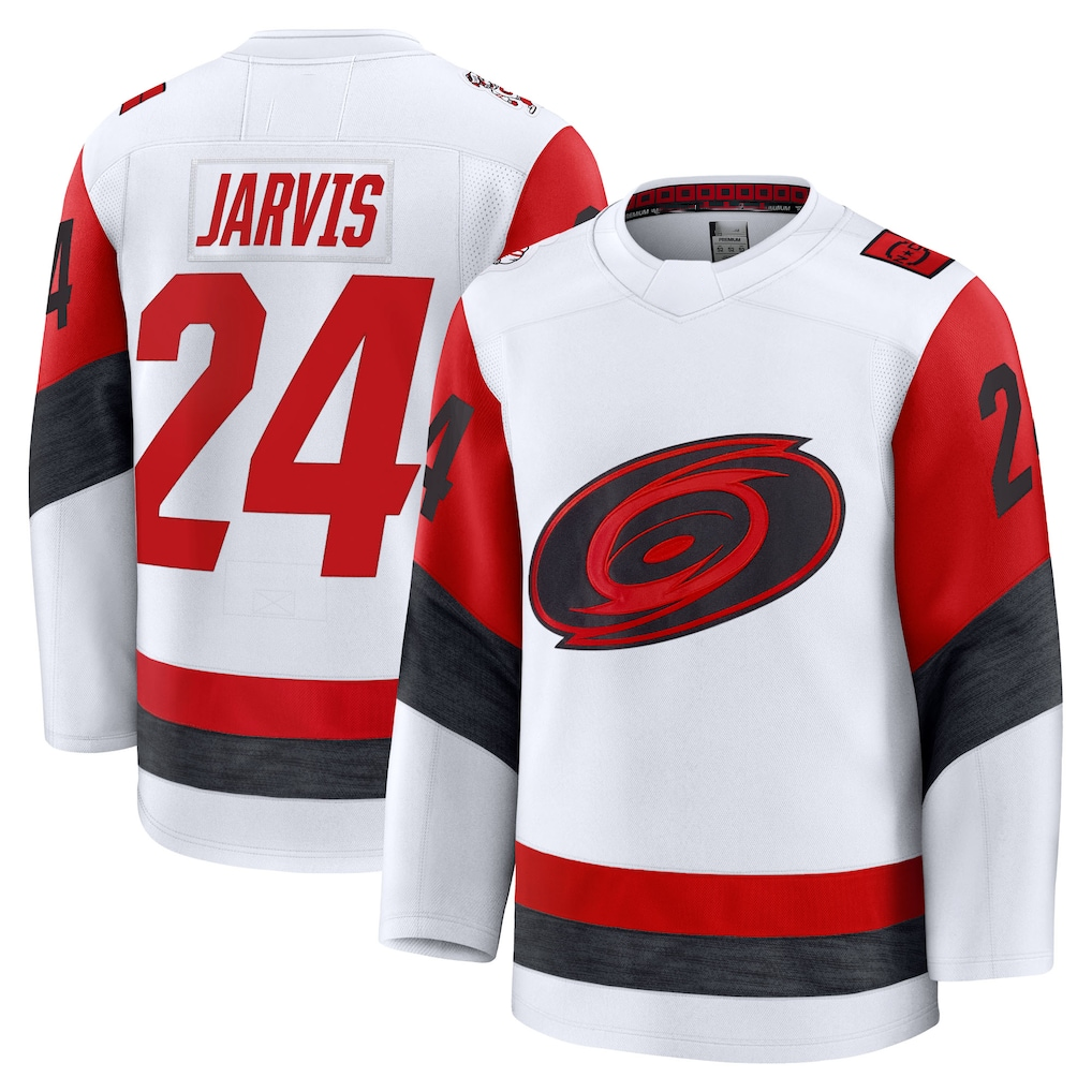 Blackjersey C.Hurricanes #24 Seth Jarvis White Away Premium Stitched Jerseys