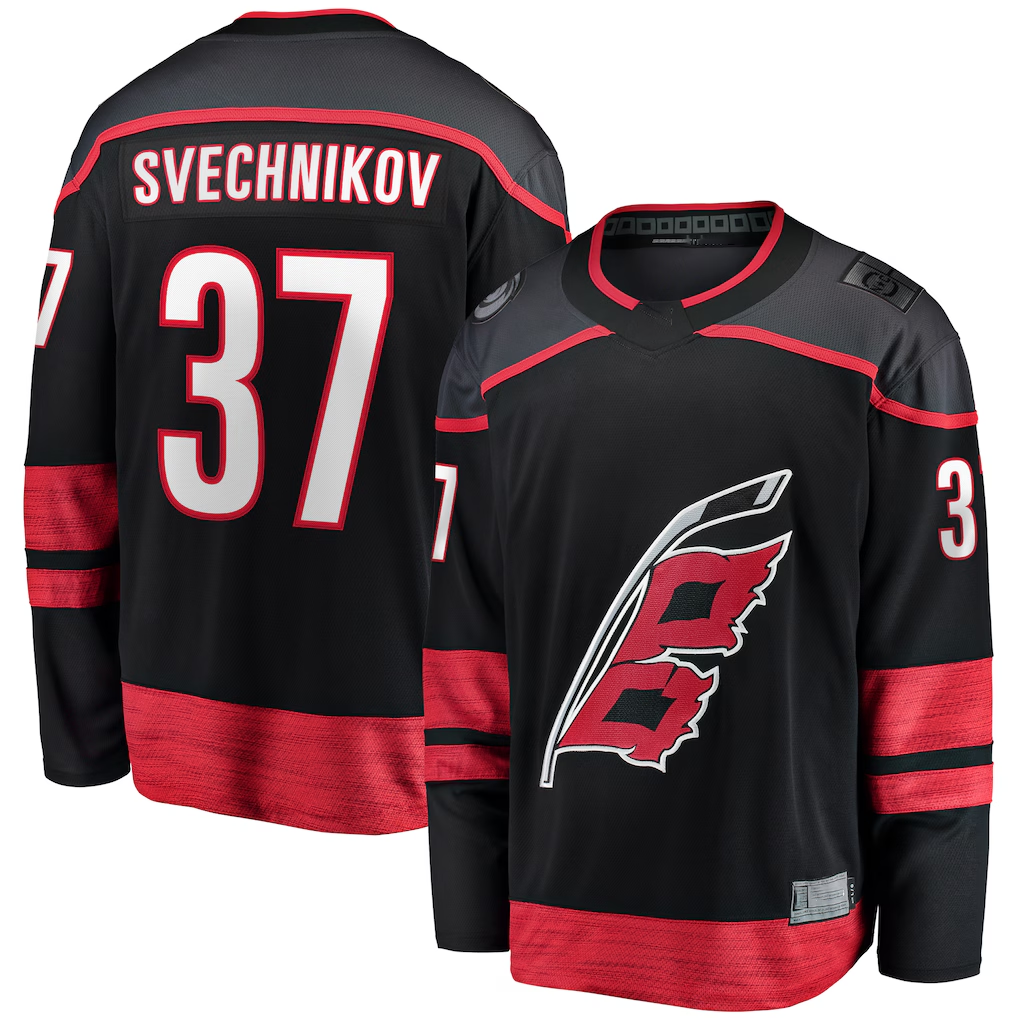Blackjersey C.Hurricanes #37 Andrei Svechnikov Black Home Breakaway Stitched Jerseys