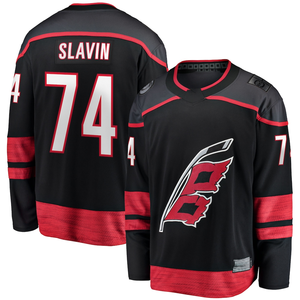 Blackjersey C.Hurricanes #74 Jaccob Slavin Black Home Breakaway Player Stitched Jerseys