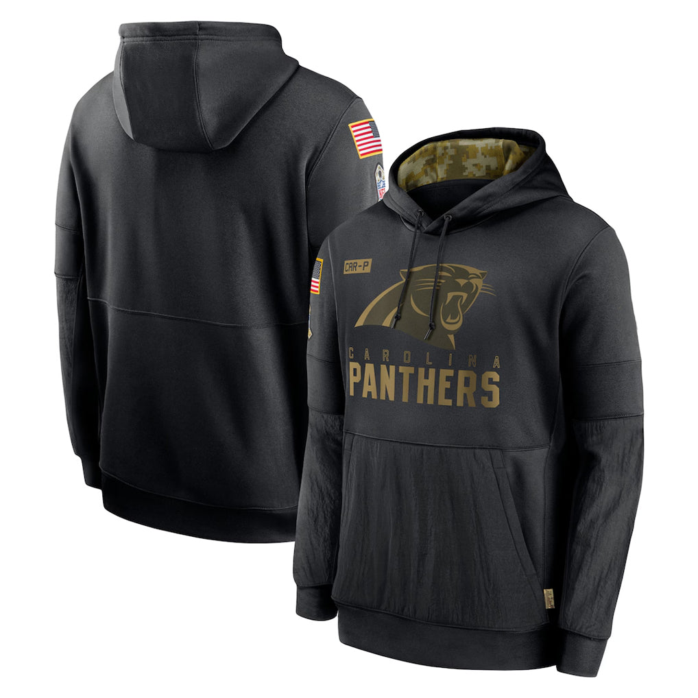 Blackjersey C.Panthers Black Salute to Service Pullover Hoodies Limited Game Blank Player Stitched Jerseys