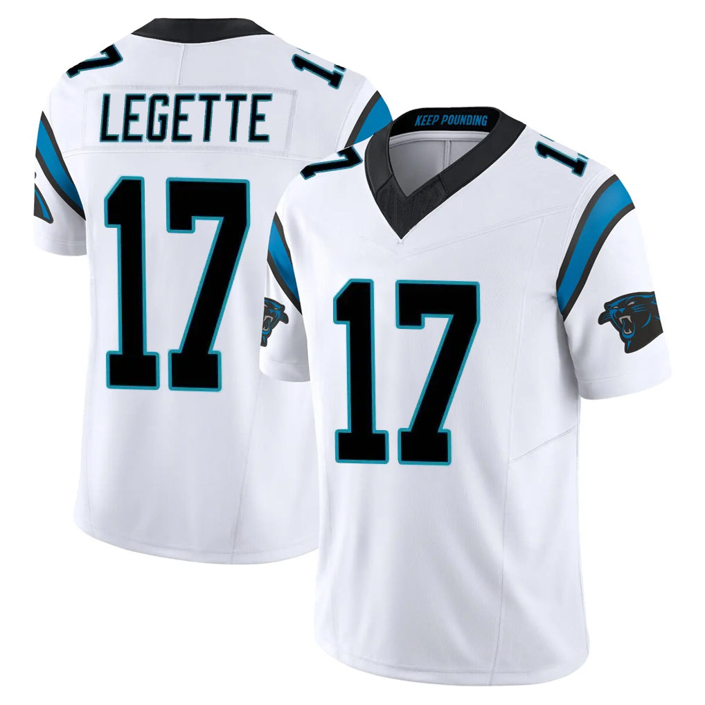 Blackjersey C.Panthers #17 Xavier Legette Player White Vapor F.U.S.E. Limited Home Game Stitched Jerseys