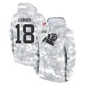 Blackjersey C.Panthers #18 Jalen Coker Player Arctic Camo Salute to Service Pullover Hoodies Limited Game Stitched Jerseys