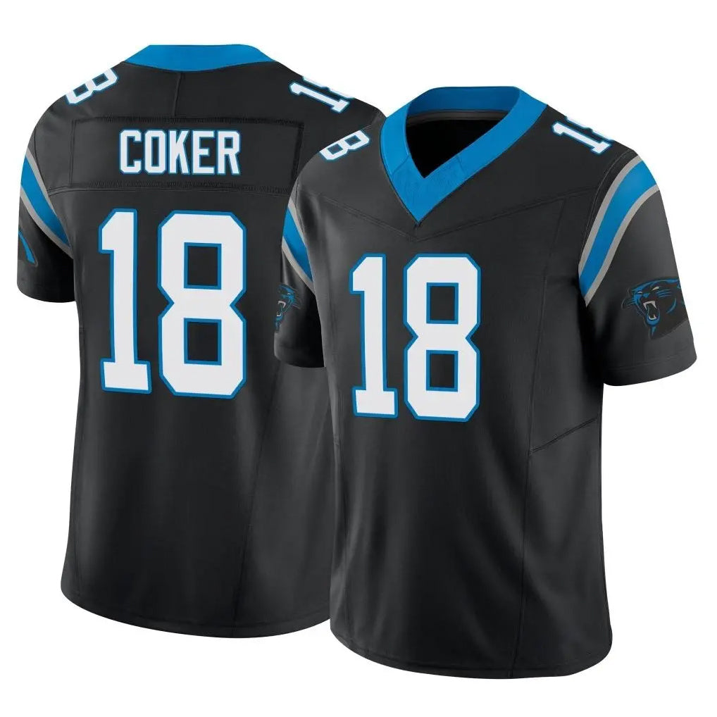 Blackjersey C.Panthers #18 Jalen Coker Player Black Vapor F.U.S.E. Limited Home Game Stitched Jerseys