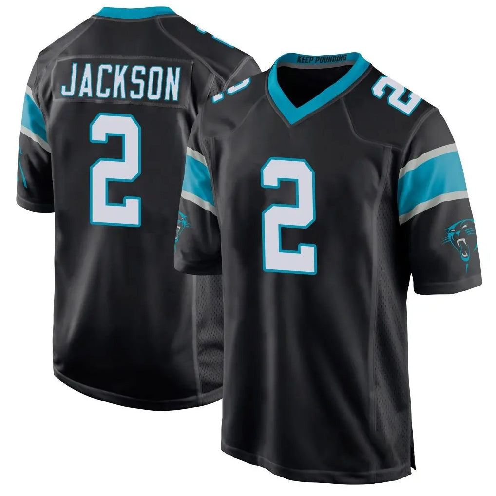 Blackjersey C.Panthers #2 Mike Jackson Player Black Game Stitched Jerseys