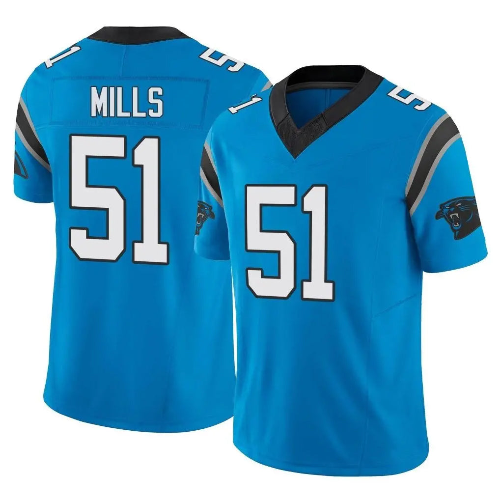 Blackjersey C.Panthers #51 Sam Mills Player Blue Vapor F.U.S.E. Limited Home Game Stitched Jerseys