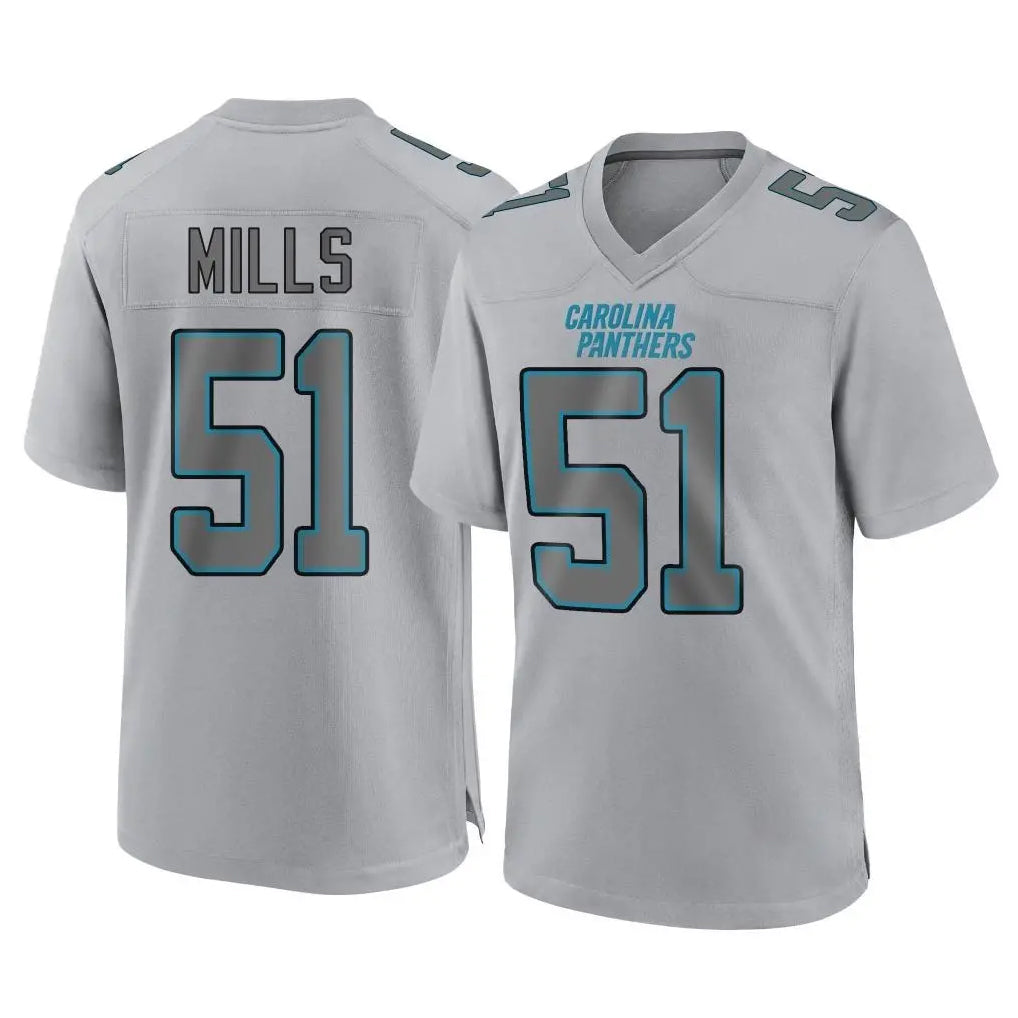 Blackjersey C.Panthers #51 Sam Mills Player Gray Atmosphere Fashion Game Stitched Jerseys