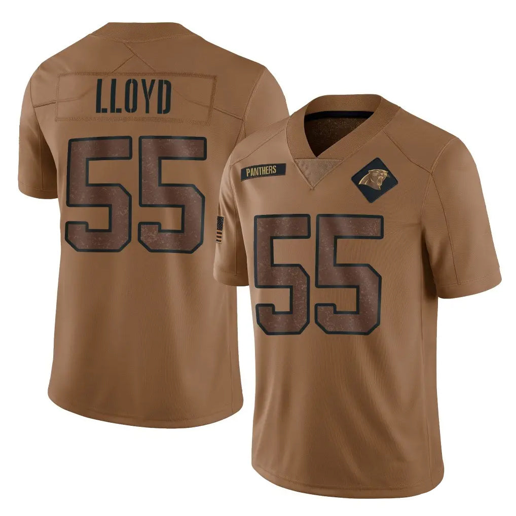 Blackjersey C.Panthers #55 Devin Lloyd Player Brown Salute to Service Limited Stitched Jerseys