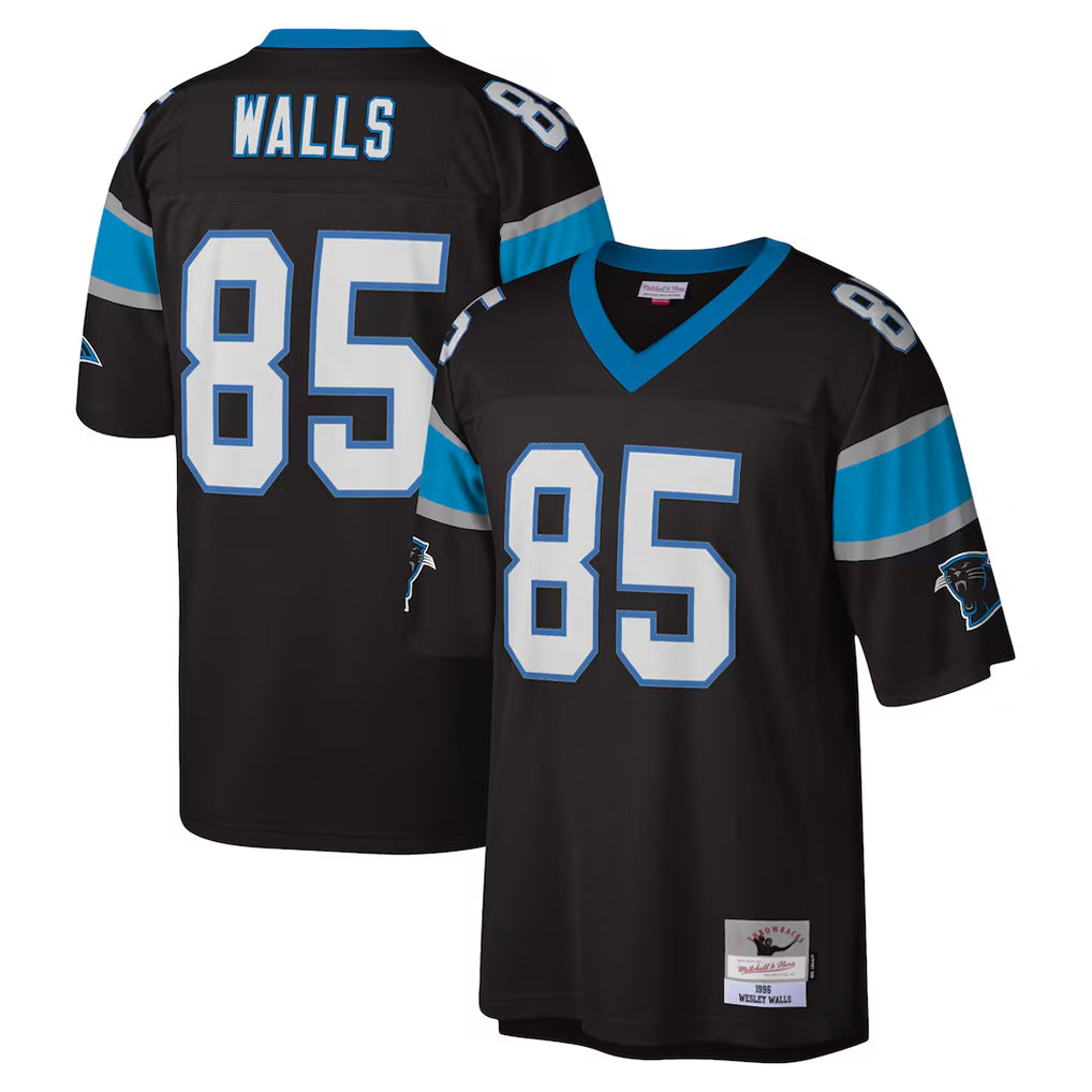 Blackjersey C.Panthers #85 Wesley Walls Player Black Mitchell & Ness Legacy Replica Stitched Jerseys