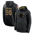 Blackjersey C.Panthers #90 Julius Peppers Player Black Salute to Service Pullover Hoodies Limited Game Stitched Jerseys